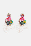 Leaf & Flower Shape Zinc Alloy Dangle Earrings - My Store