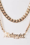 "Babygirl" Gold Chunky Rhinestone Chains Set Necklace - My Store