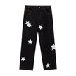 Pointed Star Embroidered Loose Jeans - My Store