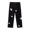 Pointed Star Embroidered Loose Jeans - My Store