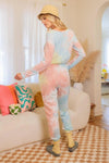 Tie-Dye Flannel Long Sleeve Jogger Pants Jumpsuit - My Store