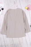 Elegant Apricot V Neck 3/4 Sleeve High Low Hem Shirt - My Store