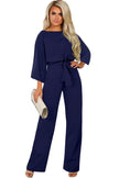 Bracelet Sleeve Waist Tie Wide Leg Jumpsuit - My Store