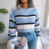 Ins Style Autumn And Winter Casual Striped Long-Sleeved Open-Neck Knit - My Store