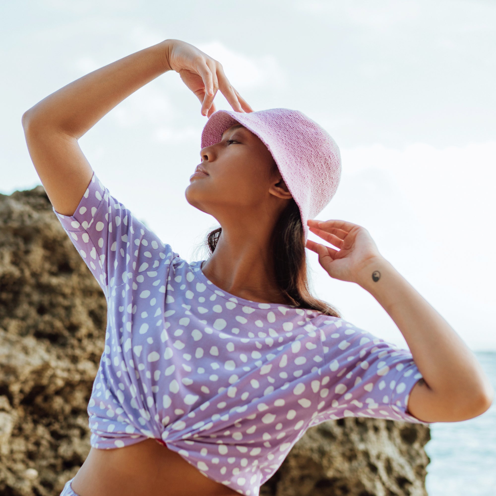 FLORETTE Crochet Bucket Hat In Lilac Purple - My Store