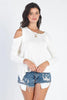 Basic Cold Shoulder Long Sleeve Soft Knit Top - My Store