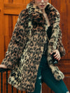 Leopard Print Faux Fur Coat Women 2022 Winter Long Sleeve Turn-down - My Store