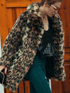 Leopard Print Faux Fur Coat Women 2022 Winter Long Sleeve Turn-down - My Store