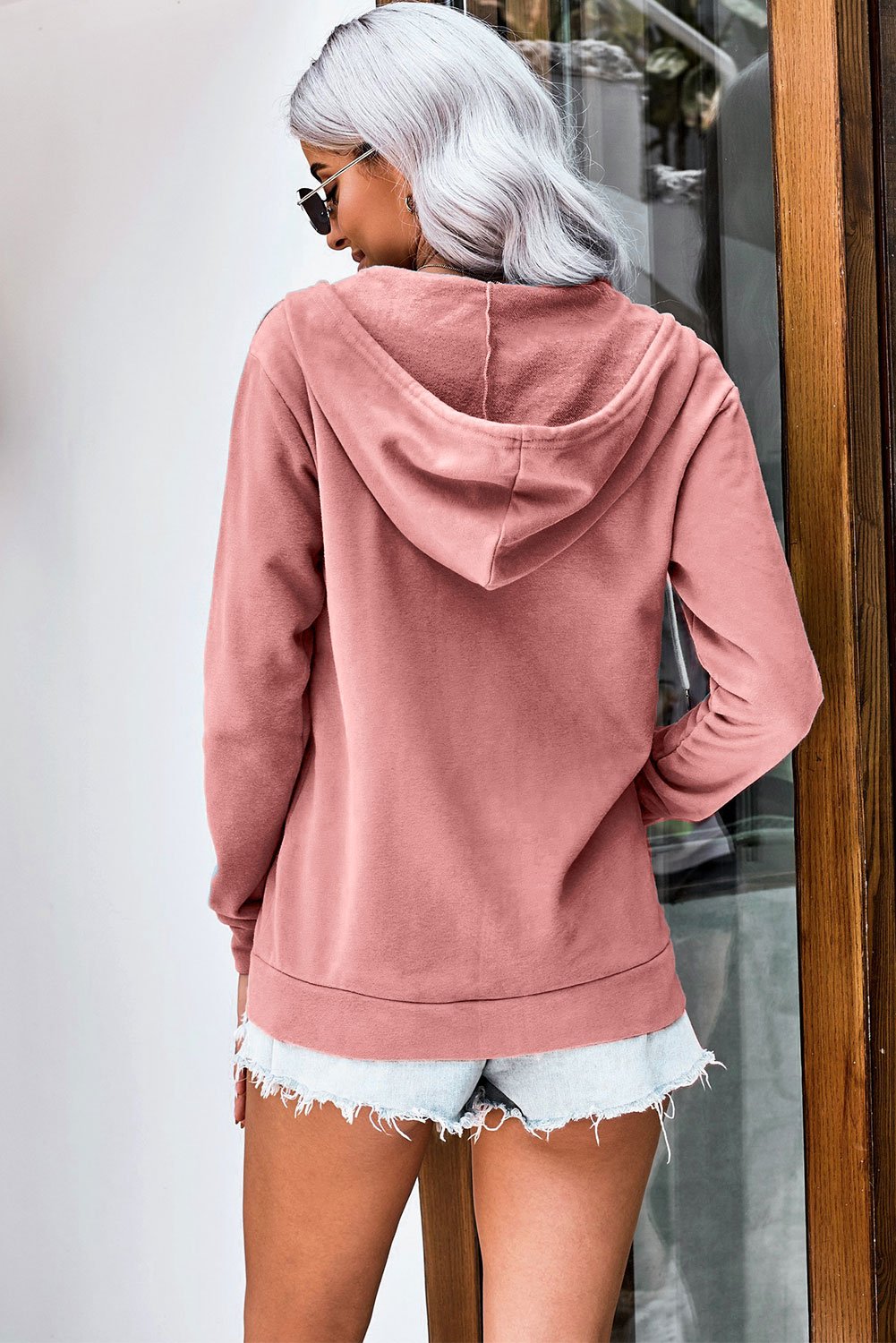 Fashion Pink Zip-up Hoodie Jacket - My Store