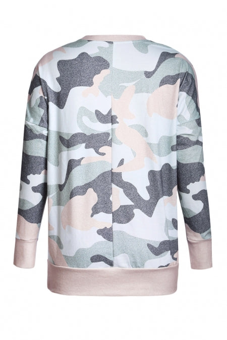 Fashion Khaki Green Digital Camo Print Sweatshirt - My Store