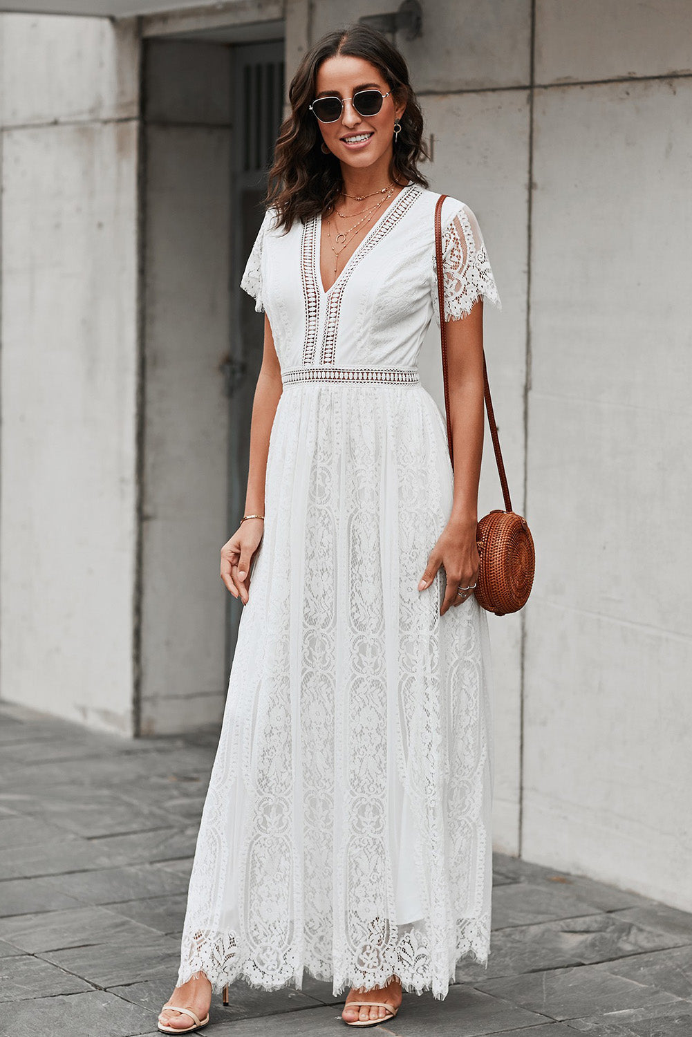 Fill Your Heart White Lace Maxi Dress - My Store