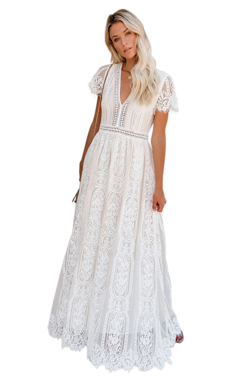 Fill Your Heart White Lace Maxi Dress - My Store