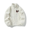 Flower Embroidery Zip Up Thermal Jacket - My Store