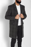 Mens Single Breasted Check Design Overcoat - My Store