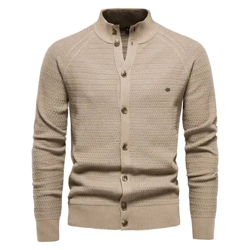 Button Mock Neck Men's Cardigan - My Store