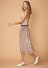 Women's Glitter Waistband Pleated Skirt in Champagne - My Store