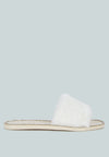 Geese Faux Fur Diamante Detail Jelly Flats - My Store