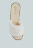 Geese Faux Fur Diamante Detail Jelly Flats - My Store