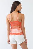 Coral Sheer Mesh Lace Sleeveless Push-Up Bustier Top - My Store