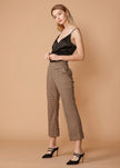 Women's Wide Cuff Trouser in Peach Gingham - My Store