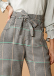 Women's Plaid Tie Waist Cropped Pants in Fall Glen - My Store