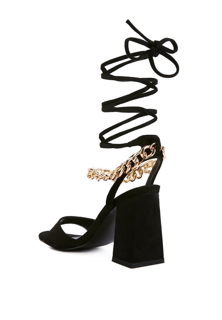 Gone Gurl Metal Chain Lace Up Sandals - My Store