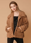 Women's Shearling Coat in Brown - My Store