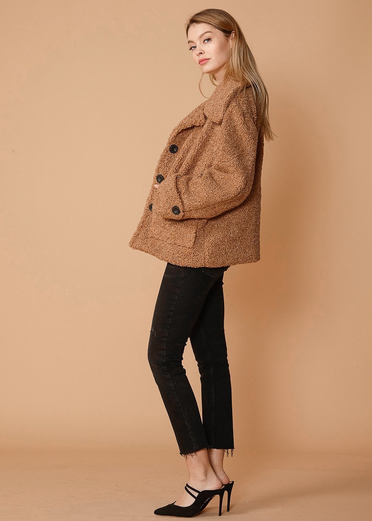 Women's Shearling Coat in Brown - My Store