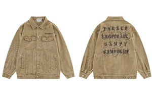 Vintage Denim Streetwear Letter Print Jacket