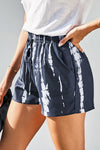 Gray White Tie Dye Drawstring Casual Shorts - My Store