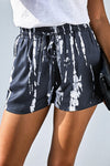 Gray White Tie Dye Drawstring Casual Shorts - My Store