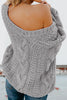 Gray Bubblegum V-Neck Braided Knit Sweater - My Store