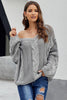 Gray Bubblegum V-Neck Braided Knit Sweater - My Store