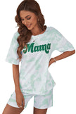 Green Mama Tie-dye Print Short Lounge Set - My Store