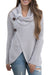 Grey Button Wrap Cowl Neck Sweater - My Store