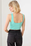 Solid Lace Up Sleeveless Round Neckline Front & Back Crop Top - My Store