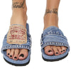 Denim Women's Cool Round Head Flat Slides Blue/Black - My Store