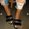 Black Faux Fur Slides - My Store