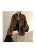 Winter Leopard Print Jacket Women's Stand collar Warm Parkas Outwear - My Store