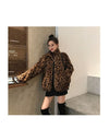 Winter Leopard Print Jacket Women's Stand collar Warm Parkas Outwear - My Store