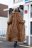 Winter Women's Faux Fur Leopard Print Rabbit Tailored Collar Warm - My Store