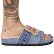 Denim Women's Cool Round Head Flat Slides Blue/Black - My Store