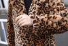 Winter Women's Faux Fur Leopard Print Rabbit Tailored Collar Warm - My Store