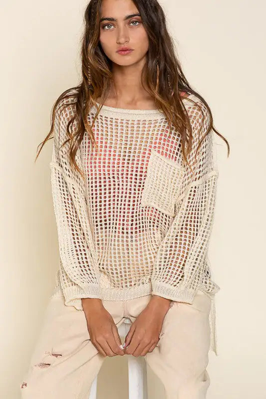 Oversized Fit See-through Pullover Cover Up - My Store