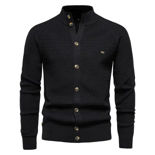 Button Mock Neck Men's Cardigan - My Store