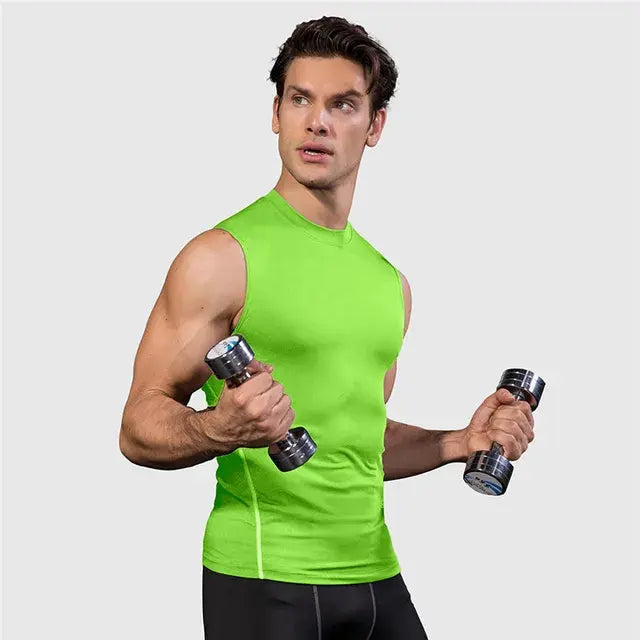 Men's Compression Sleeveless Shirt For Bodybuilding & Running