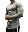 Men's Solid Color Long Sleeve Cotton T-Shirt: Spring Jogger Sports Muscle Exercise (3XL) - My Store