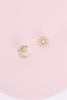 Gold Moon & Star Faux Gems Incrusted Stud Earrings - My Store