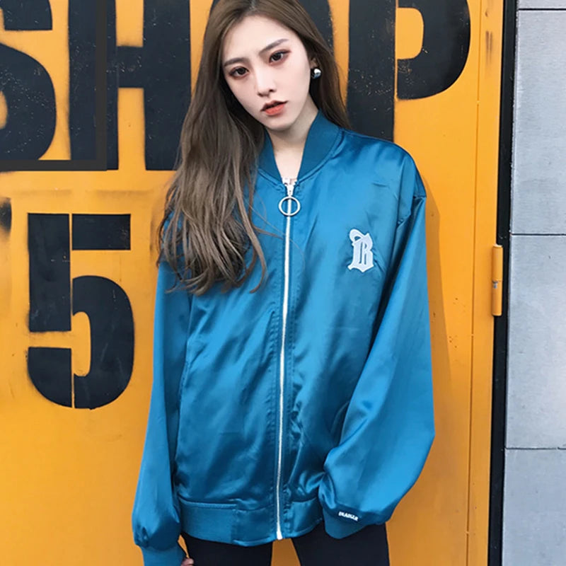 Women Street Style Oversize Demon Cry Embroidery Coat