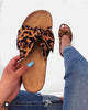 Women Slides 1 Straps Comfy Bow Slide Sandals Leopard - My Store